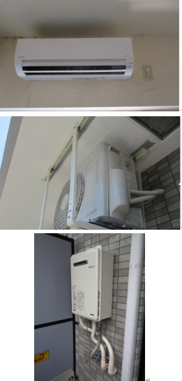 暖房給湯器、ガスエアコンから給湯器専用給湯器、エアコン取替工事